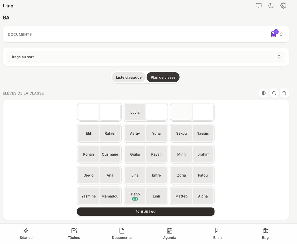 Événement enregistré dans l'application t-tap.